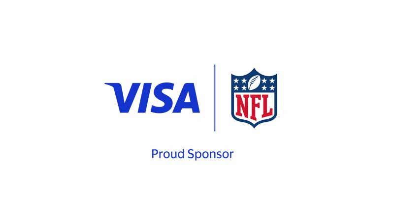 Logo of Visa, proud NFL sponsor, and logo of the NFL