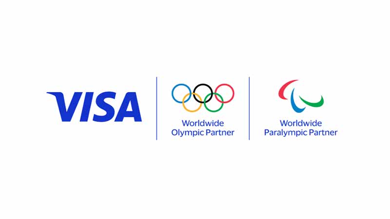 Logo of Visa, proud Olympic sponsor, and logo of the Olympic and Paralympic Games
