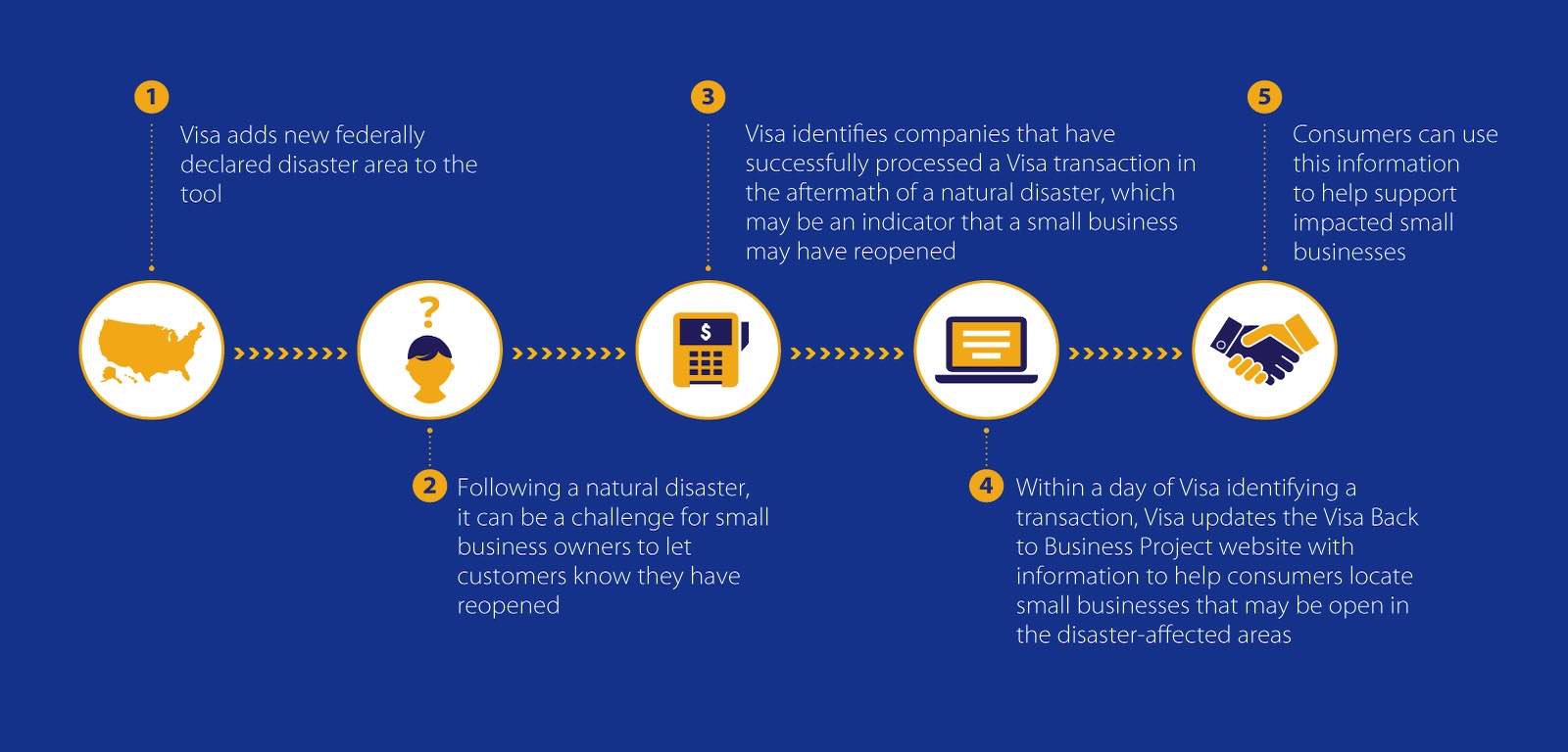 How the Visa Back to Business Project works. Described in detail below.